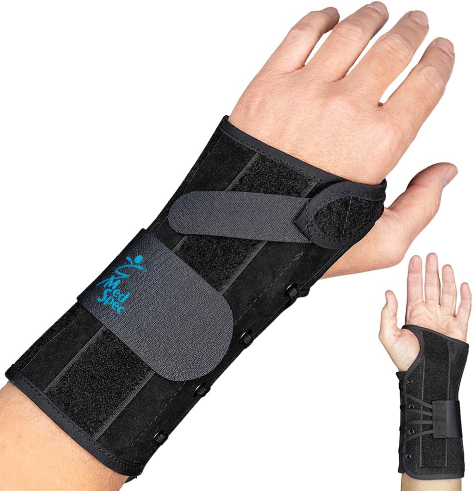 Med Spec 8" Wrist Lacer (Left Hand, Medium) - Wrist Brace with Easy Adjustable Lacing Support - Carpal Tunnel Hand and Wrist Stabilizer with Palmar & Dorsal Stays, Breathable Liner, 223924