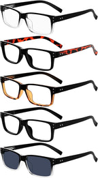 Eyekepper 5 Pack Reading Glasses for Men - Includes Reader Sunglasses - Classic Readers +1.25