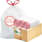 BEIDOU-PAC 30 Gallon Trash Bags Drawstring, 150 Count, White | Unscented | Heavy Duty Multi-purpose Garbage Bags Can Liners for Business Home Kitchen Commercial and Industrial