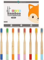 EcoFrenzy - Kids Bamboo Toothbrush - Child Size Soft BPA Free Color Safe Bristles (8 Pack)