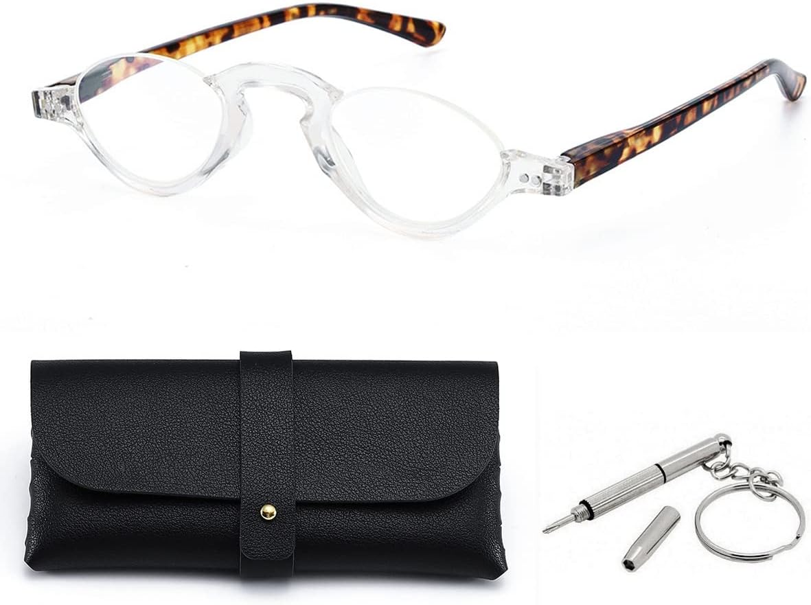 Retro Blue Light Reading Glasses for Men and Women Round Half Moon Frame Readers Lightweight Computer Reading Glasses