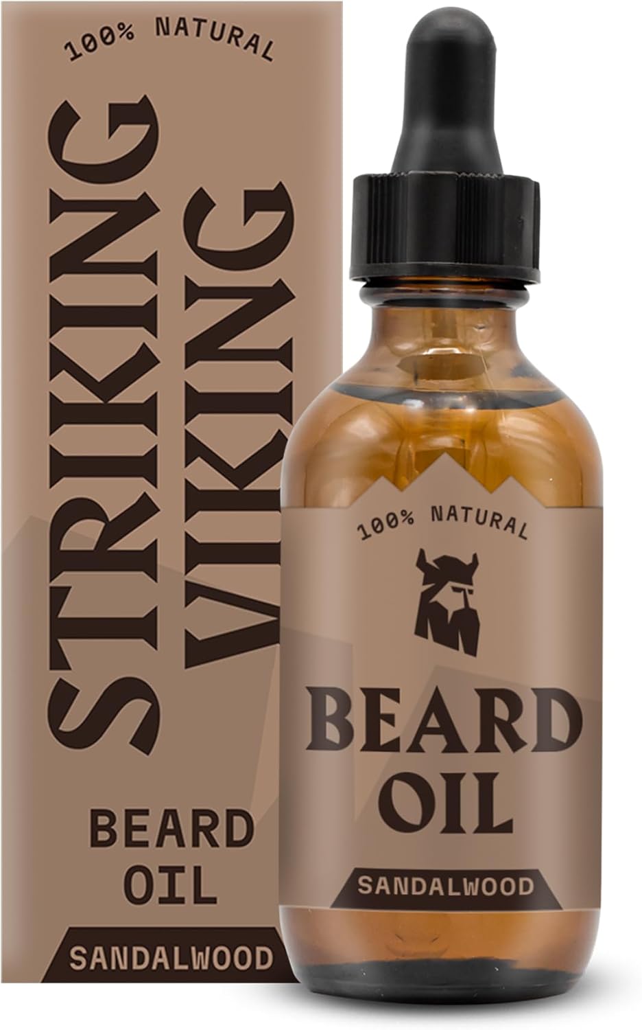 Striking Viking Natural Sandalwood Beard Oil for Men - 2 Fl Oz - Hydrating & Softening Beard Care - Non-Greasy Fast Absorbing with Tea Tree Oil - Nourishing Jojoba & Argan Extracts