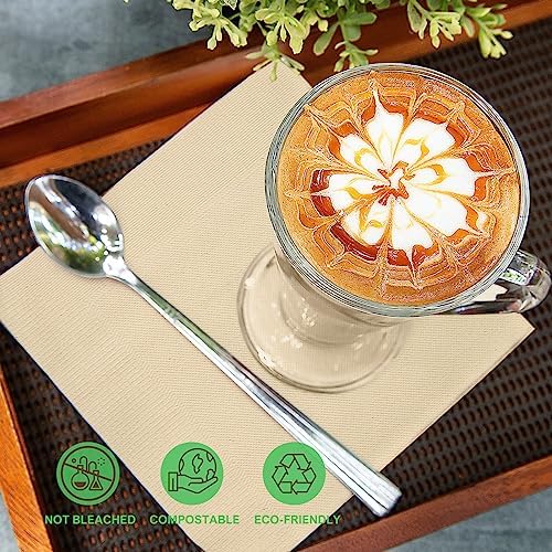 Gezond 100pcs Compostable Paper Napkins, Disposable Dinner Napkins 13 x 13 in Unbleached 2-ply Eco Lunch Tissue Natural
