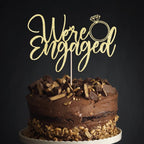 We're Engaged Cake Topper for Engagement Party Decorations, Engaged Ring Sign,Bridal Shower - Wedding Engagement Theme Party Decorations Gold flash (gold)