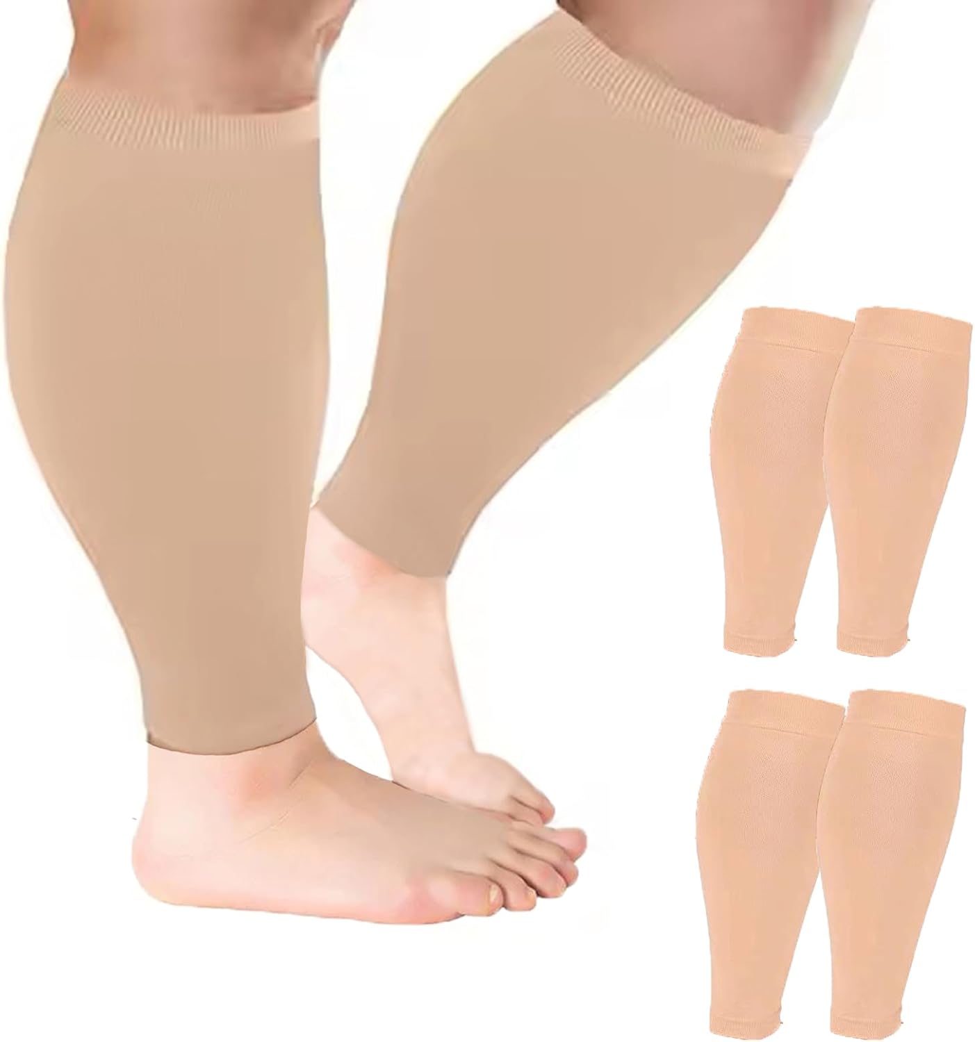 2/3/4/6 Pairs Plus Size Wide Calf Compression Leg Sleeves for Women& Men Knee High Leg Sleeves 20-30mHg 2XL-7XL