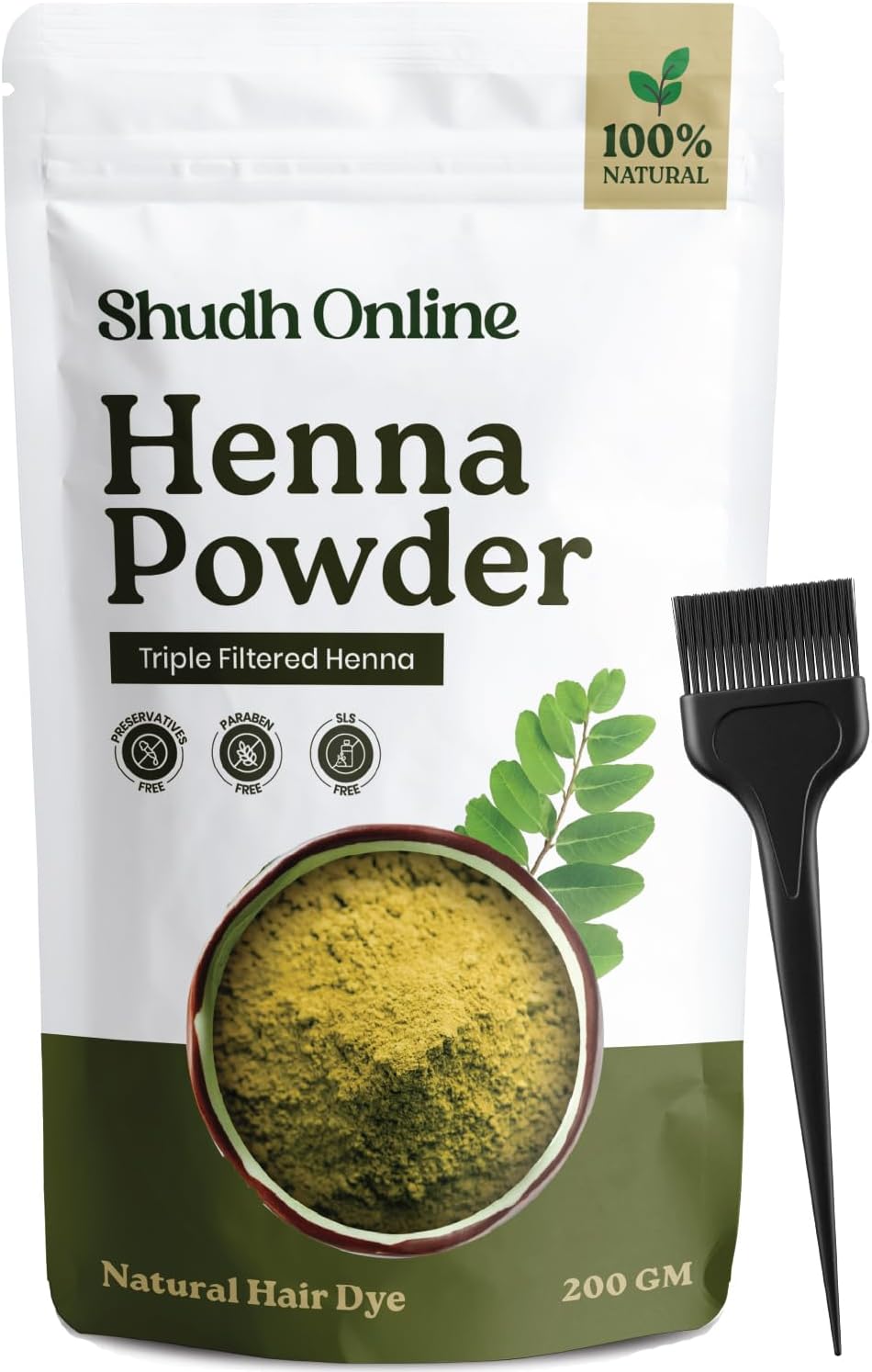 Shudh Online Pure Henna Powder for Hair Color Dye & Skin - Natural Triple Sifted Rajasthani Mehndi (7oz - 200g) Tinte Natural Gena Para el Cabello (Lawsonia Inermis) | Red, Light & Dark Brown hennah
