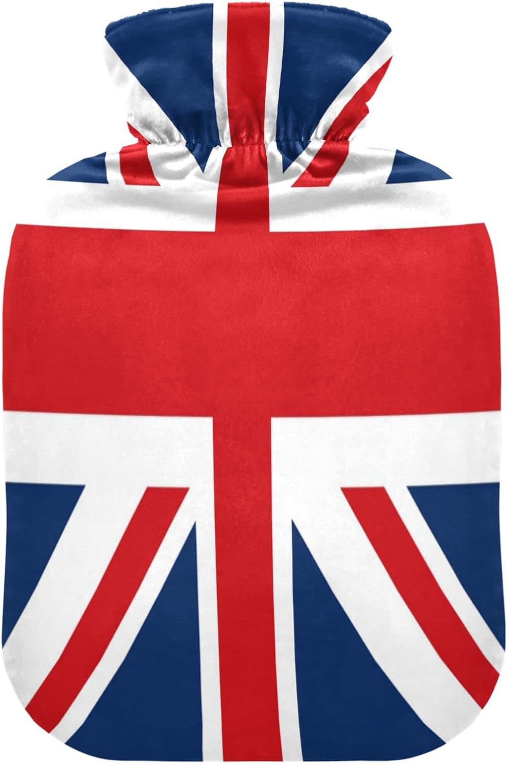 ALAZA England British Flag Union Jack Hot Water Bottle with Velvet Cover, 1L Transparent Hot Water Bag for Hand Pain Relief Hot Cold Therapy Cramps