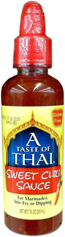 A Taste of Thai Sweet Chili Sauce – Authentic Thai Chili Sauce for Dipping, Stir-Fry, & Marinades – Asian Red Hot Sauce with Sweet Tangy Flavor - Trans Fat-Free, Gluten-Free & No GMO – (3 Pack, 7 oz Each)