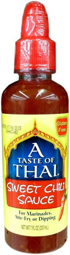 A Taste of Thai Sweet Chili Sauce – Authentic Thai Chili Sauce for Dipping, Stir-Fry, & Marinades – Asian Red Hot Sauce with Sweet Tangy Flavor - Trans Fat-Free, Gluten-Free & No GMO – (3 Pack, 7 oz Each)