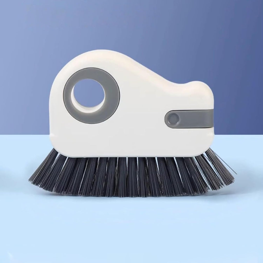 2 in 1 Groove Cleaning Brush, Multifunction Window Track Cleaning Tools with Hard Bristle and Hidden Scraper, Crevice Brush for Sliding Door Track, Window Seal, Sill (Gray)