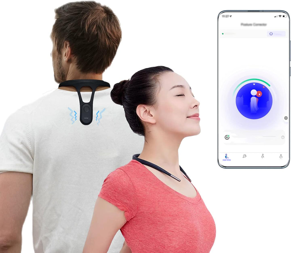 P1 Smart Posture Trainer & Corrector, Control with App, Check Posture in Real Time, Strapless, Boost Health & Temperament (Black)