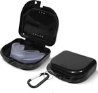 Retainer Case - Pack of 2 - Odorless Mouth Guard Case-Retainer Holder-Ventilated, Durable & Hygienic Guard Case for Carrying and Protecting Braces, Partial Dentures & Aligners-Black-3.14 x 3.14 x 1.1