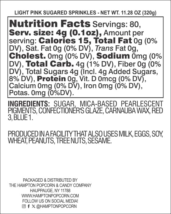 Pink Sanding Sugar Light Pink Sprinkles 11.28 oz, Pink Sugar Sprinkles, Sanding Sugar For Cookie Decorating, Sanding Sugar For Baking, Pink Sugar, The Hampton Candy Company