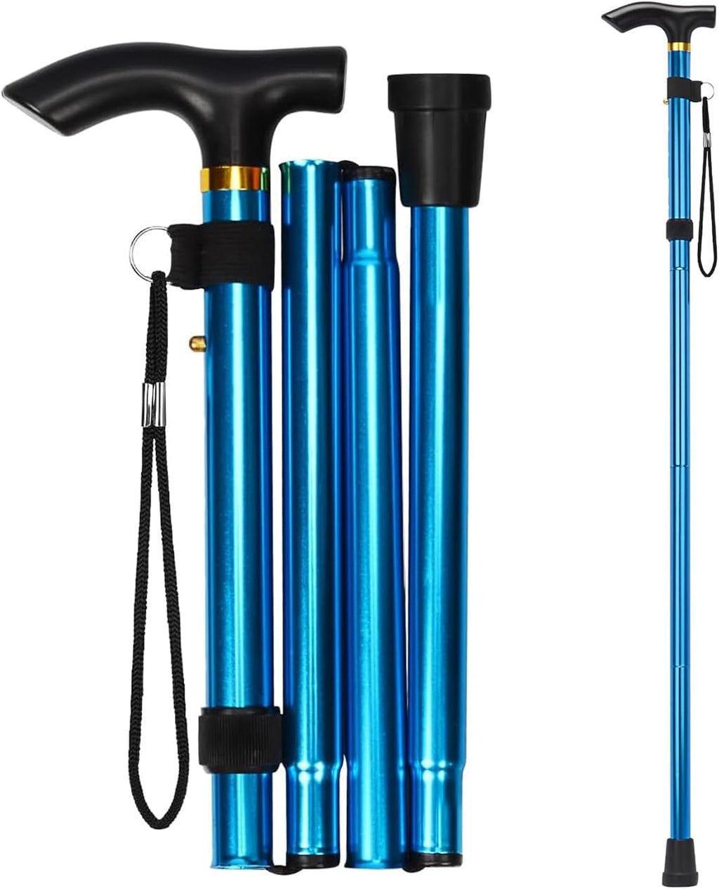 Walking Cane, Folding Cane for Man & Women, Portable Lightweight | 5-Level Adjustable Height, Collapsible Cane for Seniors Balancing Mobility Aid