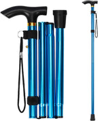 Walking Cane, Folding Cane for Man & Women, Portable Lightweight | 5-Level Adjustable Height, Collapsible Cane for Seniors Balancing Mobility Aid