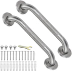 16 Inch Shower Grab Bars for Seniors, 2 Pack Brushed Nickel Stainless Steel ADA Grab Bars with 1.25'' Diameter Anti-Slip Textured Surface, Shower Safety Hand Rails for Elderly Handicapped