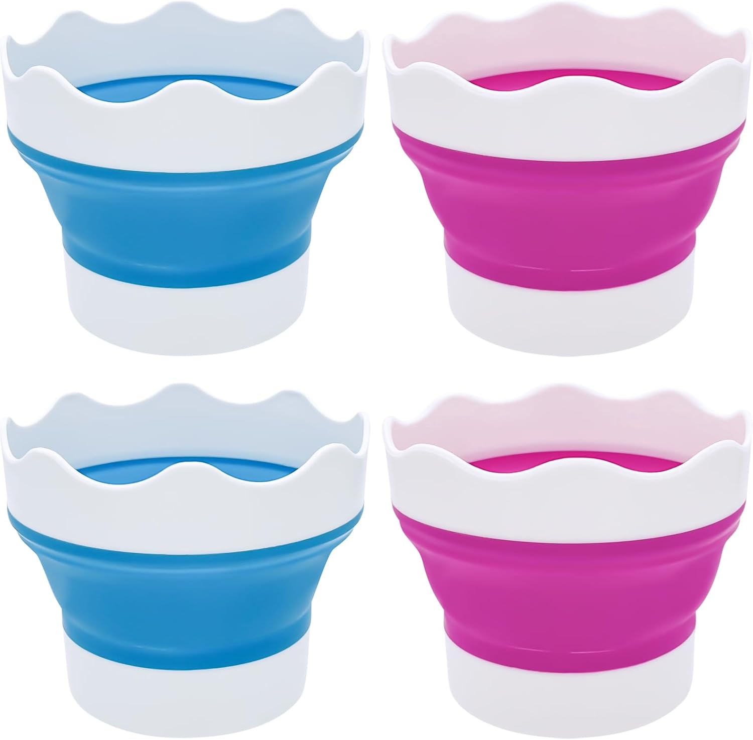 4PCS Paint Water Cup Collapsible Paint Brush Washer Silicone Portable Watercolor Brush Holder Mini Foldable Washing Buckets Multifunctional Organizer Cleaner for Watercolor Oil Painting