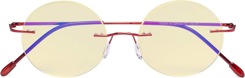 CessBlu Computer Reading Glasses Cut Blue Light Anti Glare Blocking UV Rays Eyeglasses for Men Women Rimless Round