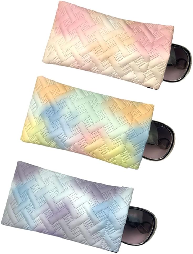 JAVOedge 3 PACK, Large Multi Soft Squeezable Slip In Eyeglass Pouch Case W/Micro Cloth for Travel Sunglass & Eyeglass