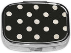 Black and White Polka Dot Printed Square Pill Organizer with 2 Compartments, Portable Mini Pill Box Pill Case for Medicine, Vitamin, Fish Oil, Supplements