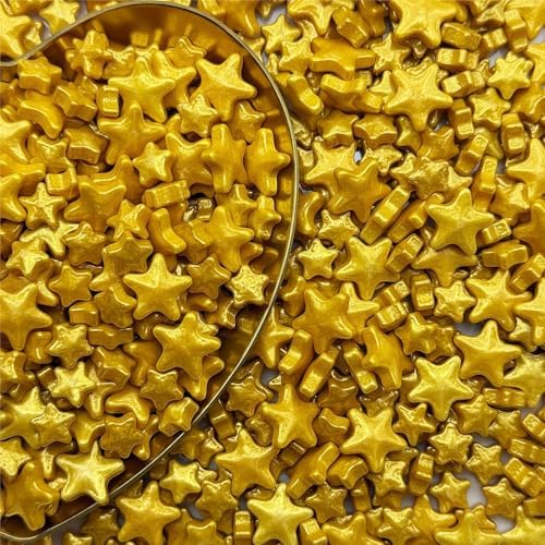 CandiJumpin Edible Stars for Cake Decorating, Gold Star Sprinkles Star Cake Decorations Edible Large Small Gold Stars Baby Shower Party Birthday Wedding Christmas Supplies 3 OZ