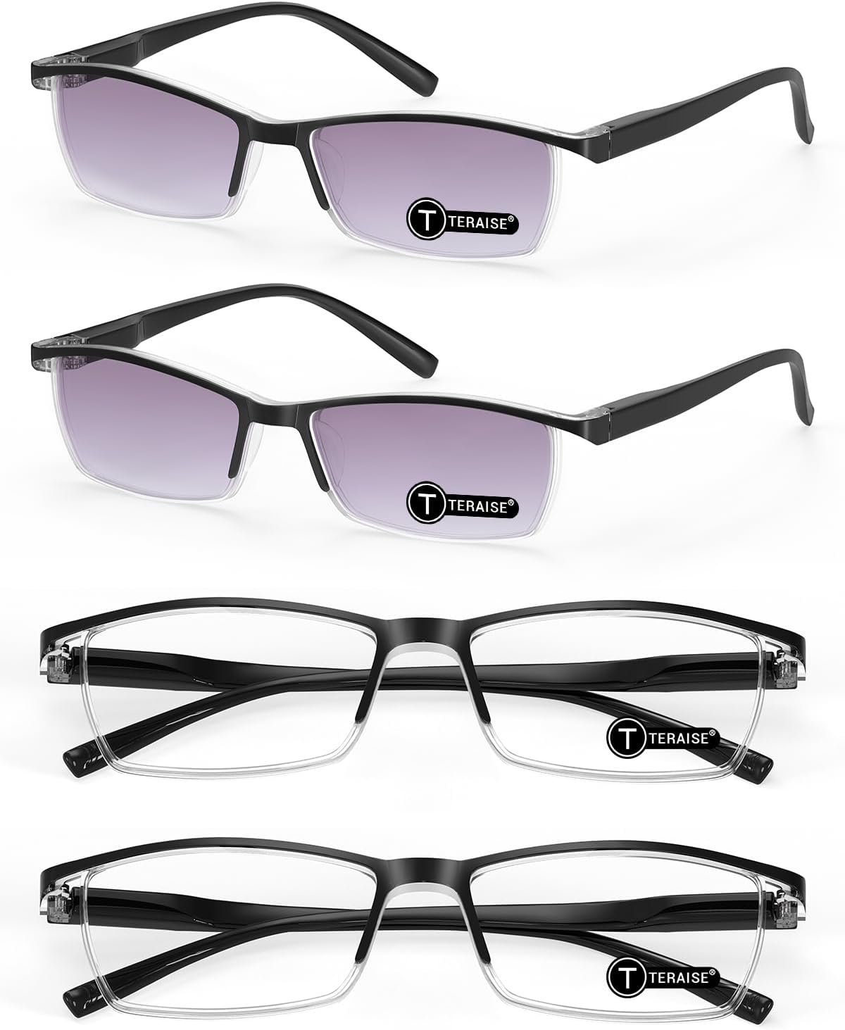 TERAISE 4 pairs Anti-blue Light AntiUV Reading Glasses with Spring Hinge Fashion