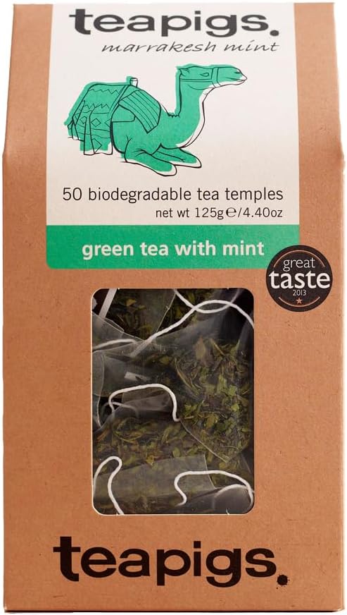 Teapigs Green Tea With Mint Bags Made With Whole Tea Leaves, Natural Ingredients, Non-GMO, Refreshing Moroccan Style – 50 Count (1 Pack of 50 Teabags)