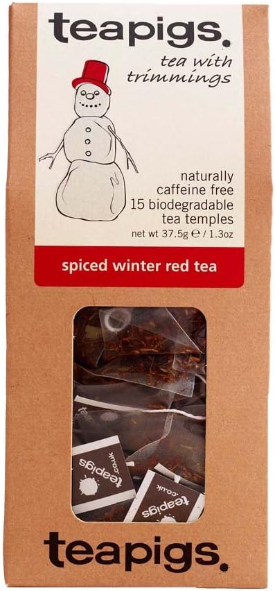 Teapigs Spiced Winter Red Tea Made With Whole Tea Leaves, Natural Ingredients, Non-GMO, Caffeine-Free Festive Rooibos – 90 Count (6 Packs of 15 Teabags)