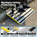 4" Rise Door Threshold Ramps for Doorways, Stable Yellow Edge, Aluminum Wheelchair Ramp for Home Steps, Adjustable Modular Entry Ramp for Scooters, Power Chairs, 880LBS Load Capacity
