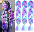 Ombre 4 Colors Mix Braiding Hair 3pcs Extensions Jumbo Hair Rainbow Color Colorful Twist Braid wigs Dreadlocks ( Pink /Purple/Green/Blue/ Light Cyan) (Lot 24Inch)