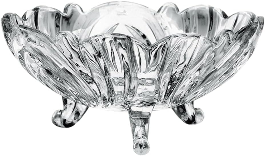 Cabilock Tripod Glass Fruit Plate Trifle Bowl Glass Food Decor Crystal Candy Dish Pasta Bowl Food Prep Transparent Salad Tray Transparent Serving Plate Fruit Tray for Home
