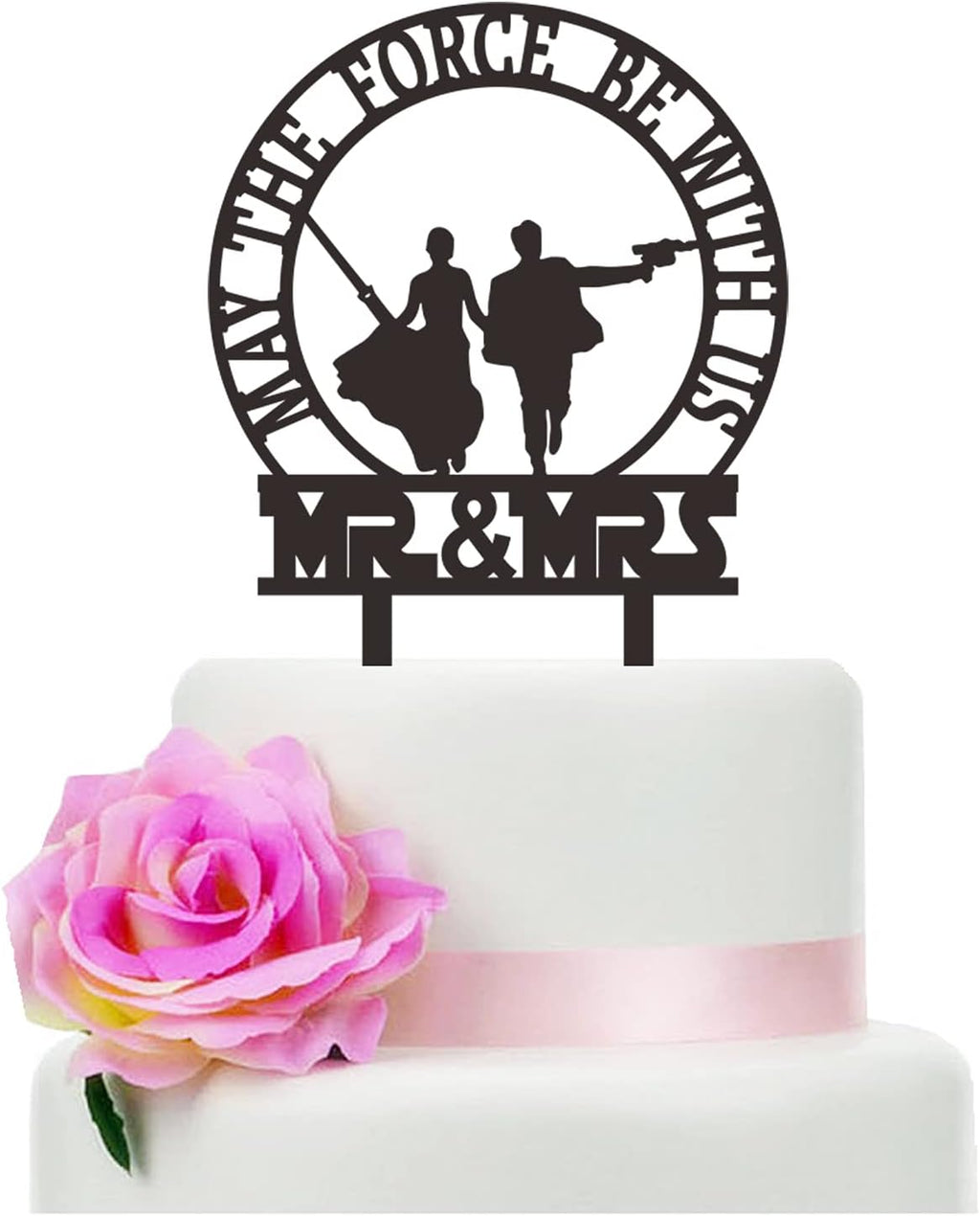 May The Force Be With US Wedding Cake Topper, Gun Couple Theme Wedding Cake Topper, Funny Mr And Mrs Cake Decorations