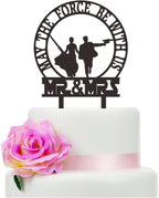 May The Force Be With US Wedding Cake Topper, Gun Couple Theme Wedding Cake Topper, Funny Mr And Mrs Cake Decorations
