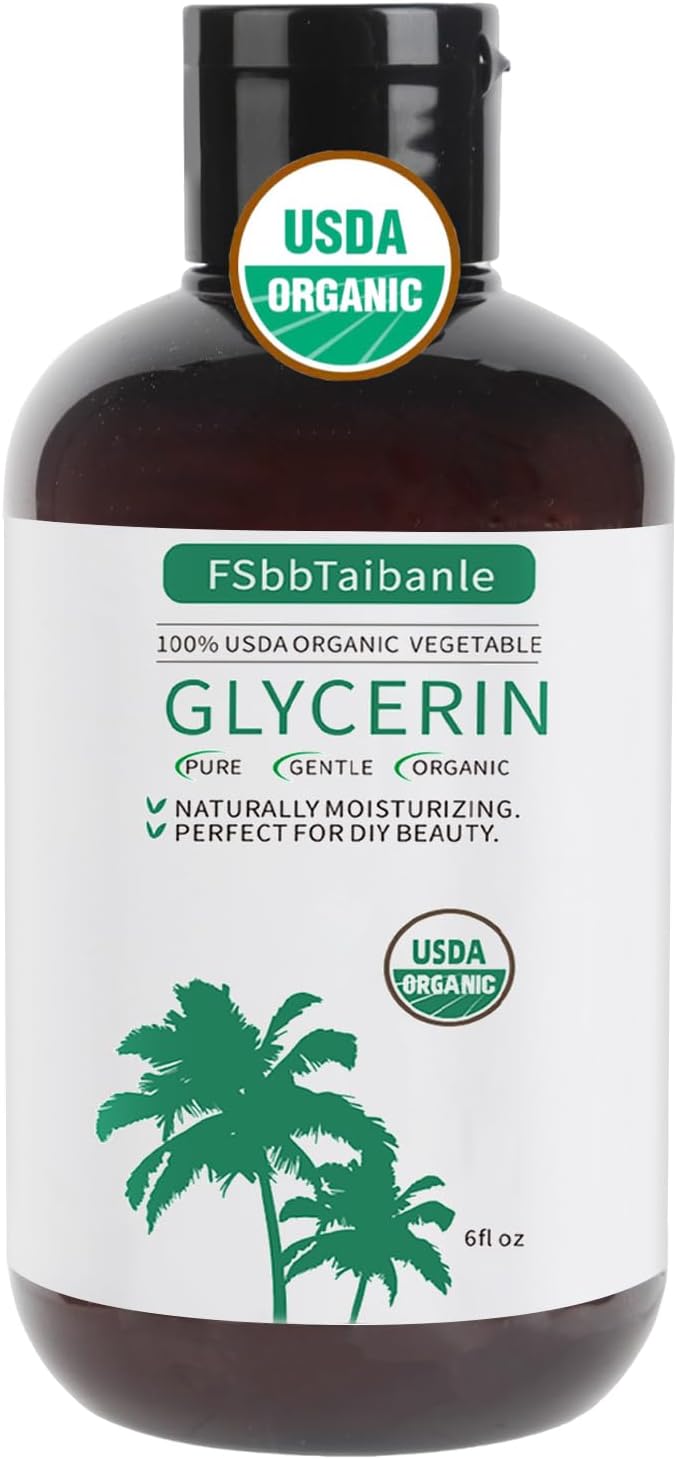 Organic Vegetable Glycerin – USDA Organic Certified, 100% Pure, 6 Fl Oz – Natural Skin & Hair Moisturizer – Ideal for DIY Beauty, Soaps, Lotions & More – Non-GMO, Palm Oil Free