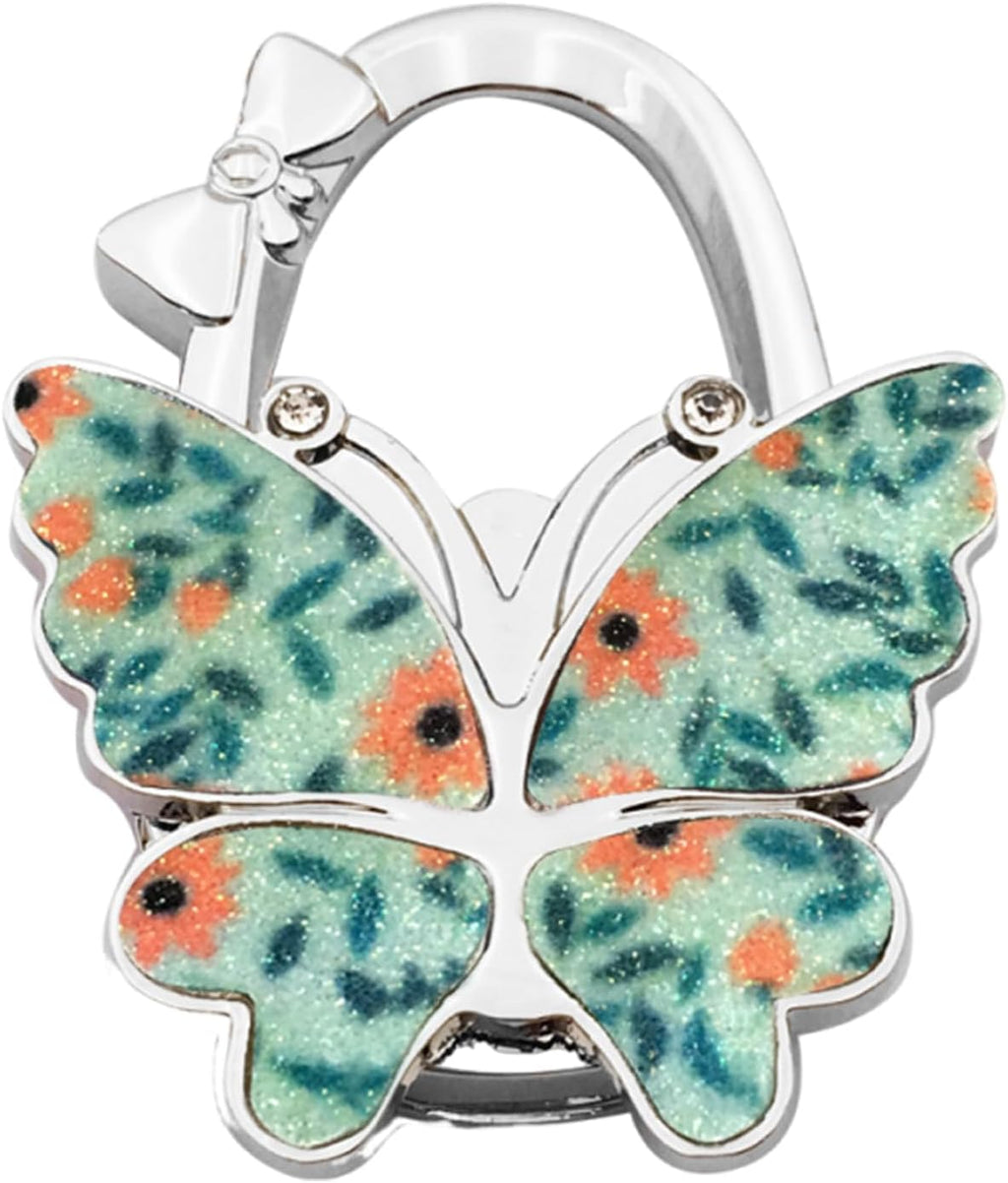 Portable Purse Hook for Table Foldable Handbag Hanger Folding Bag Holder Flower Green