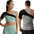 Charunee Shoulder Brace for Men & Women, Adjustable Shoulder Compression Sleeve Fits Left & Right Arms, Breathable Rotator Cuff Relief Brace for Pain Relief Compatible with Hot/Cold Pack (1, Black)