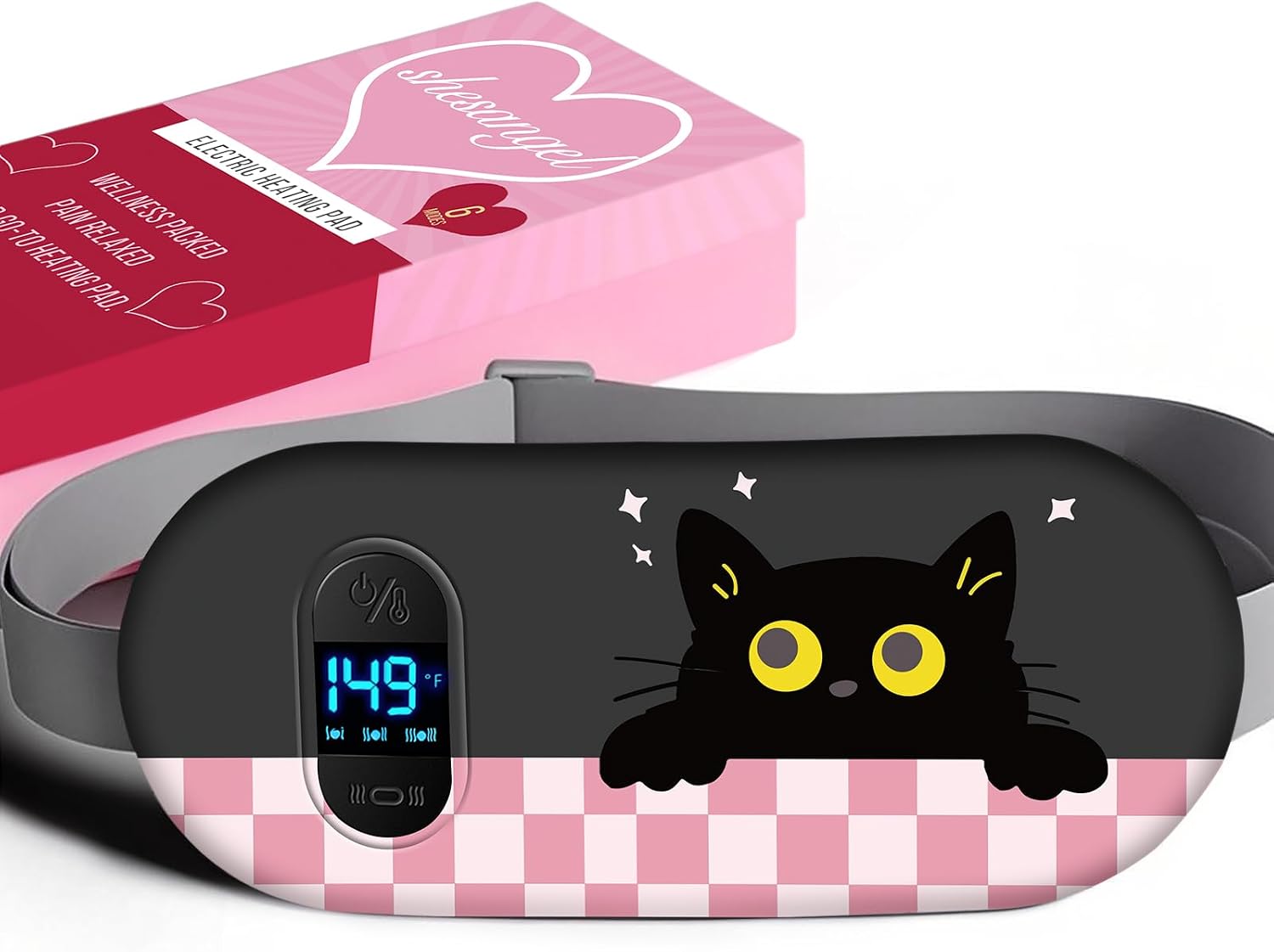 Portable Heating Pad for Period Cramps: Menstrual Heating Pad with Unique Design, Fast Heating Pad with 6 Heat Levels and 6 Massage Modes, Gifts for Women, Teens and Girls