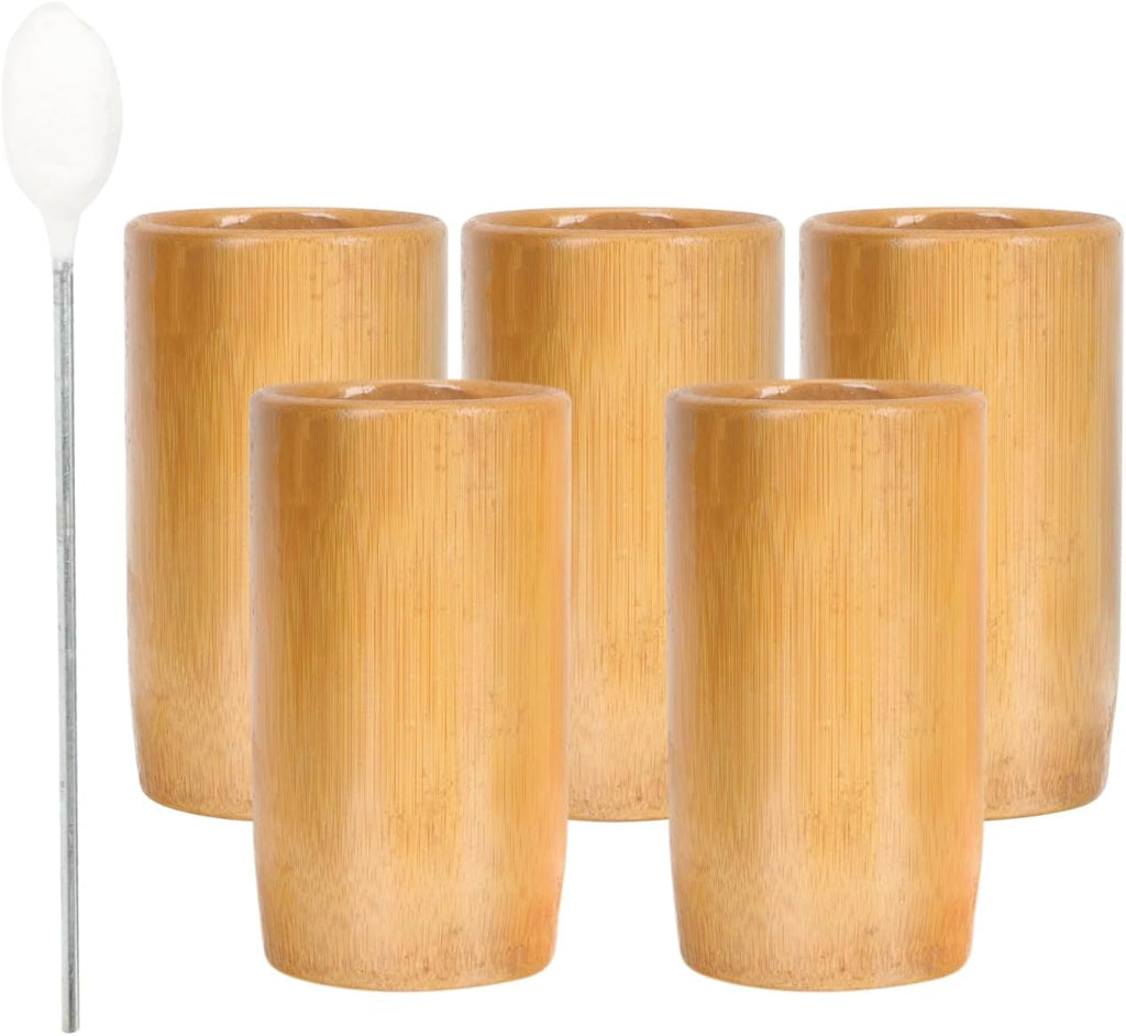 Yardwe Bamboo Cupping Set 5-Piece Fire Cupping Therapy Cups for Home Body Massage with Strong Suction Natural Bamboo Material Relieves Muscle Tension