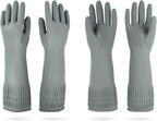 Mamison 2 Pairs Reusable Waterproof Household Dishwashing Cleaning Rubber Gloves, Non-Slip Kitchen Glove (Grey, Medium (Pack of 2))