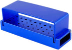 LA MIERE 30 Holes Dental Disinfection Burs Holder Station, Bur Block Organizer with Cover Autoclavable Opening Box Case Aluminum for Lab, Dentist Tool - Royal Blue