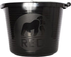 Red Gorilla Premium Builder's Bucket Black 14 Litre 3 Gallon Heavy Duty Strong Metal Handle Moulded Grip Multi Purpose Food Grade Plastic