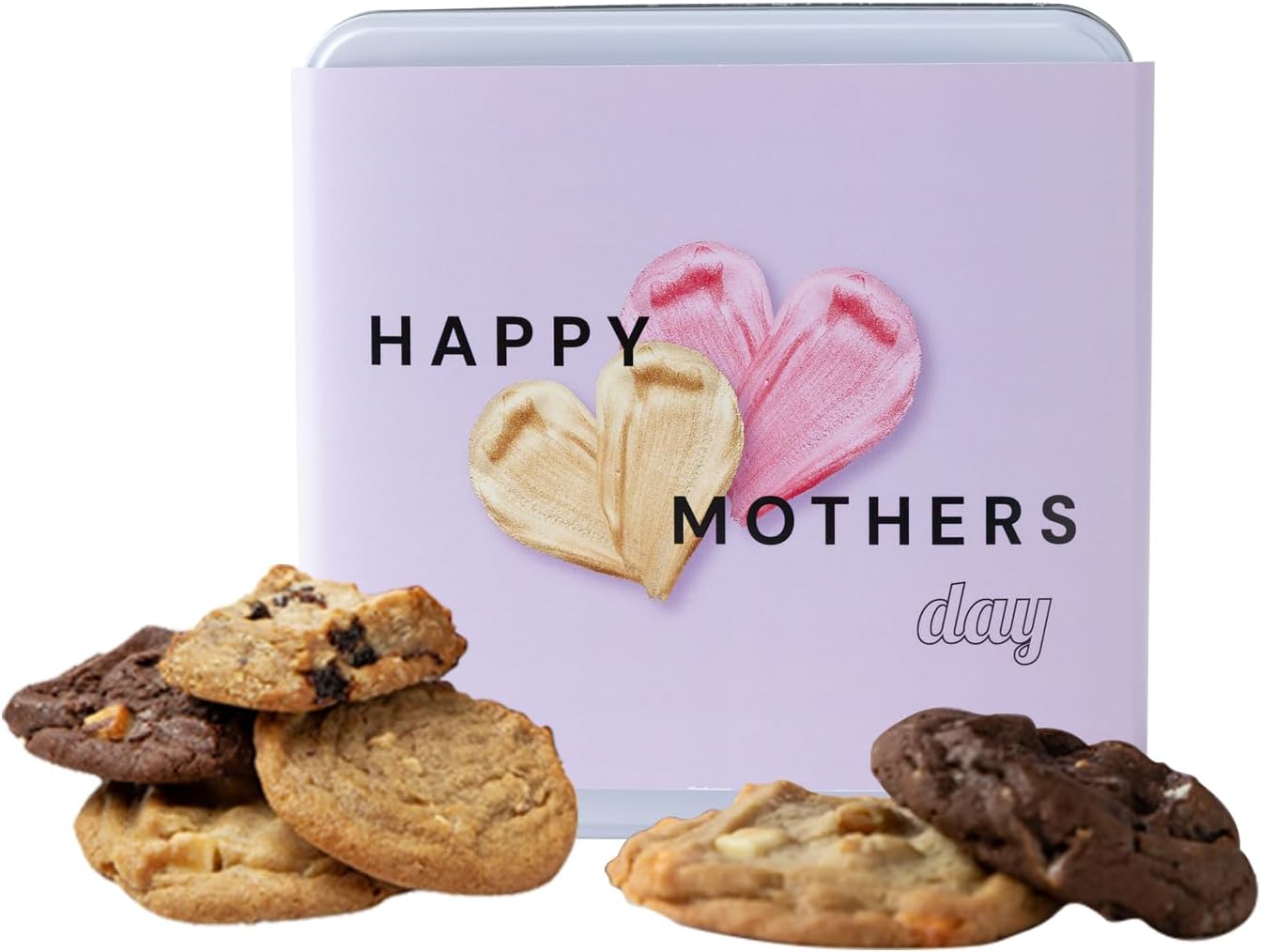 Carolina Cookie Company Pink & Gold Hearts Mother’s Day Cookie Tin, 12 Assorted Gourmet Cookies, Gift for Mom