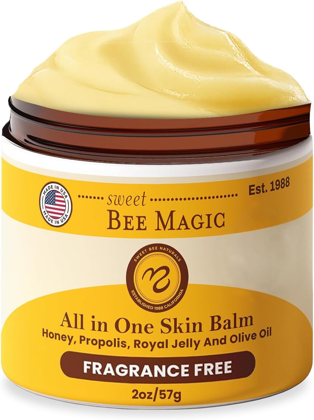 Sweet Bee Magic Organic Honey Bee Balm for Face, Skin & Body - All in One Honey Balm - Beeswax Body Moisturizer - All Natural Aid - 1 jar (2oz)
