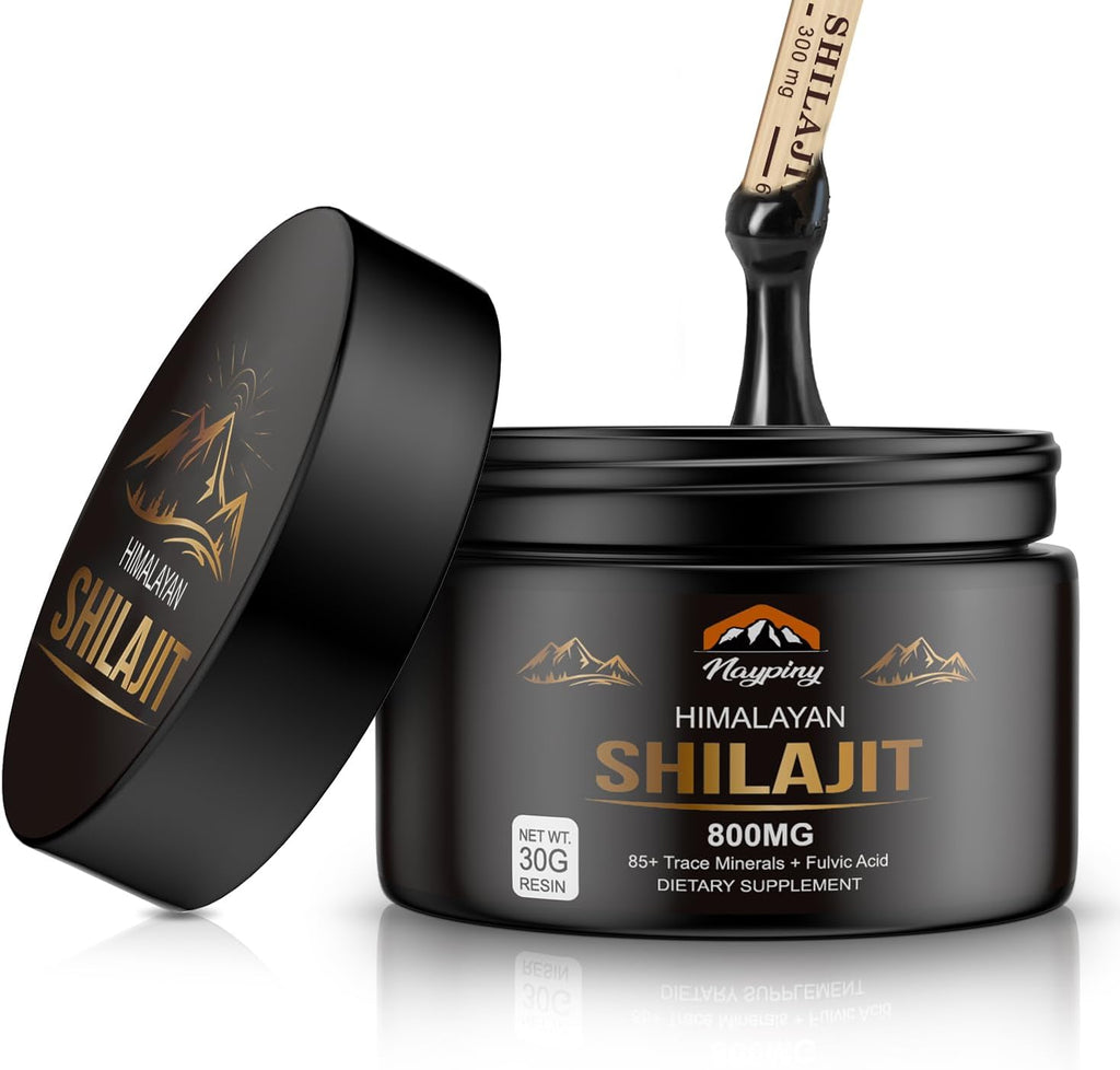 Shilajit Pure Himalayan Organic Resin - 800mg Gold Grade Shilajit Resin with Fulvic Acid & 85+ Trace Minerals Complex for Energy, Strength & Immunity, Shilajit for Men & Women, 800mg