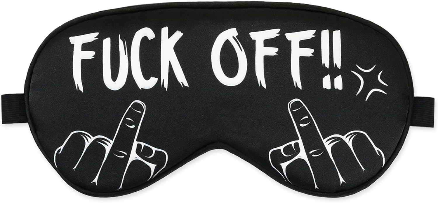DS. DISTINCTIVE STYLE Fuck Off Eye Mask Middle Finger Funny Sleep Mask for Men/Women, Breathable, Blackout, Satin, Black