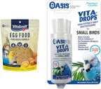 Vitakraft Bird Egg Food 1.1lb and Oasis Vita Drops 2oz Multivitamin for Parrots, Parakeets, Cockatiels, Canaries, Finches, Budgies, Small Parrots