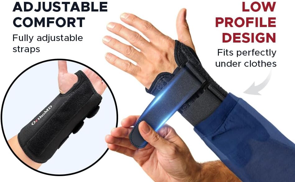 Carpal Tunnel Wrist Brace – Orthopedic Hand Surgeon Designed Wrist Splint for Sleeping & Daytime Support – Rigid Stabilizer (NOT a Soft Sleeve) for Tendonitis, Arthritis & Wrist Pain – OrthoMD (RIGHT Wrist, Large)