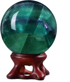 mookaitedecor Natural Fluorite Crystal Ball with Resin Stand, Decorative Stone Sphere Ball for Feng Shui Meditation Divination Home Decor, 1.61-1.97 Inch (41-50 mm)