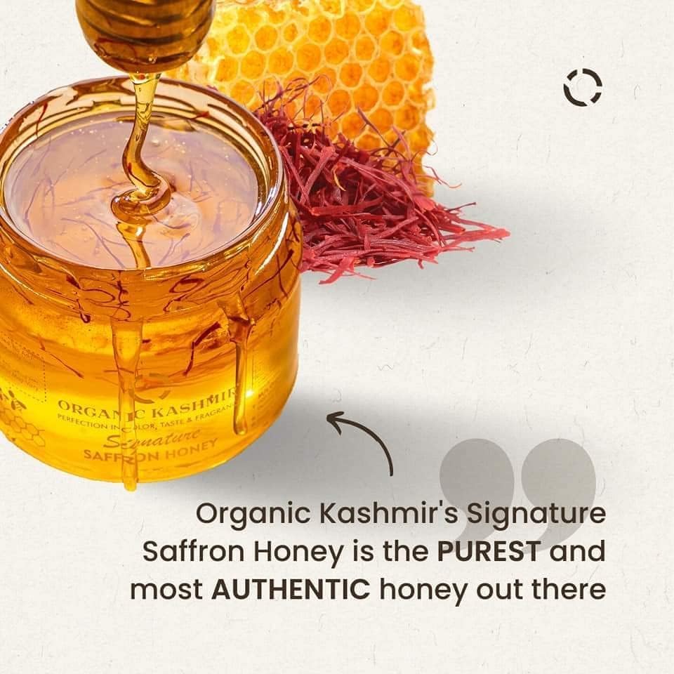 Organic Kashmir Signature Saffron Honey Organic Saffron Thread Honey Kesar Honey 250 Gram