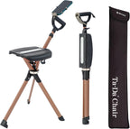 STEP2GOLD Ta-Da Chair Series 2 PRO MAX - Walking Cane with Seat, Sturdy Foldable Stool Supports 400 lb, Lightweight Aluminum Walking Stick with Chair, Anti-Slip, Ideal for Hiking & Outdoors (Black)